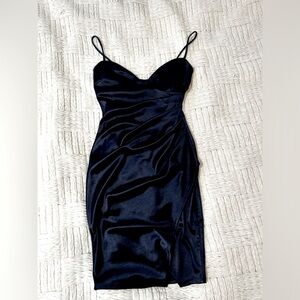 WINDSOR Navy Blue Satin Mini Dress